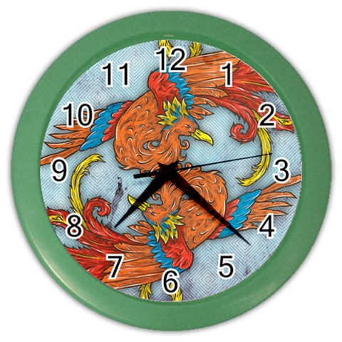 Chinese Phoenix Color Wall Clock from ArtsNow.com Front