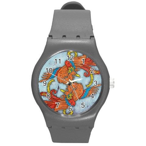 Chinese Phoenix Round Plastic Sport Watch Medium from ArtsNow.com Front