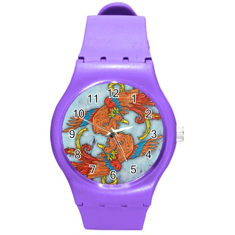 Chinese Phoenix Round Plastic Sport Watch Medium from ArtsNow.com Front