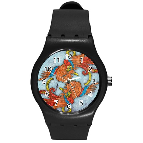 Chinese Phoenix Round Plastic Sport Watch Medium from ArtsNow.com Front