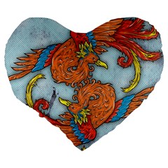 Chinese Phoenix 19  Premium Heart Shape Cushion from ArtsNow.com Back