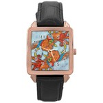 Chinese Phoenix Rose Gold Leather Watch 