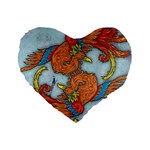 Chinese Phoenix 16  Premium Flano Heart Shape Cushion 