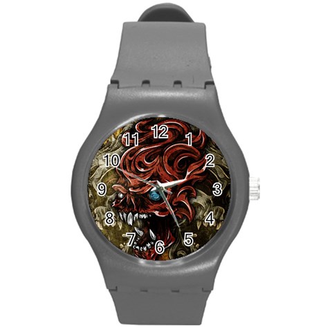 Beyond Skulls Round Plastic Sport Watch Medium from ArtsNow.com Front