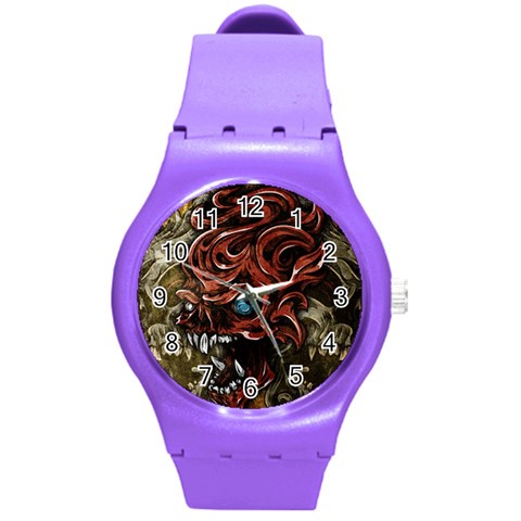 Beyond Skulls Round Plastic Sport Watch Medium from ArtsNow.com Front