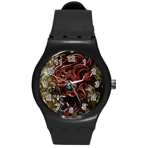 Beyond Skulls Round Plastic Sport Watch Medium from ArtsNow.com Front