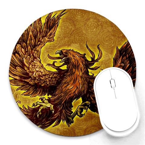 Phoenix Rising Round Mousepad from ArtsNow.com Front