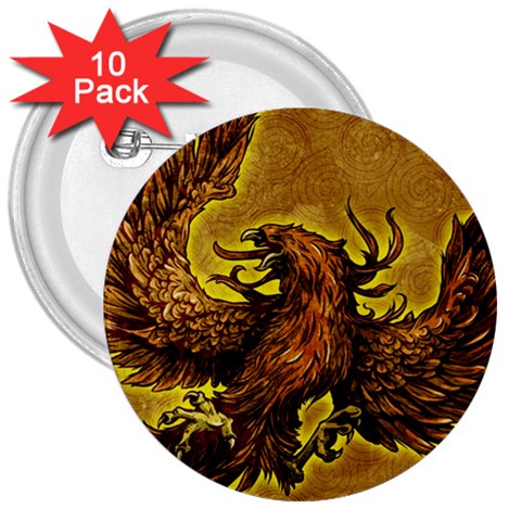 Phoenix Rising 3  Button (10 pack) from ArtsNow.com Front