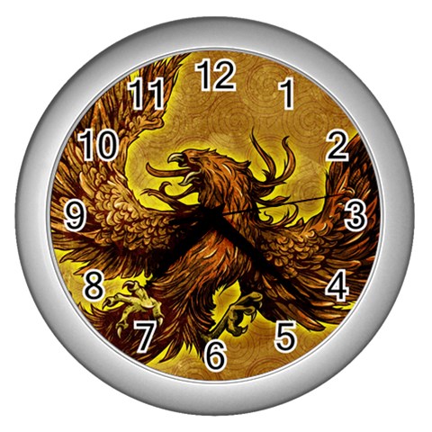 Phoenix Rising Wall Clock (Silver) from ArtsNow.com Front