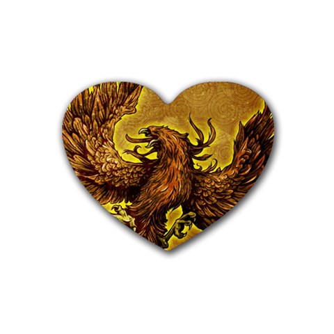 Phoenix Rising Rubber Coaster (Heart) from ArtsNow.com Front