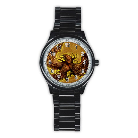 Phoenix Rising Men s Stainless Steel Round Dial Analog Watch from ArtsNow.com Front