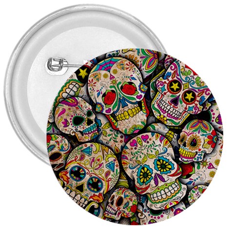 Sugar Skull Collage 3  Button from ArtsNow.com Front