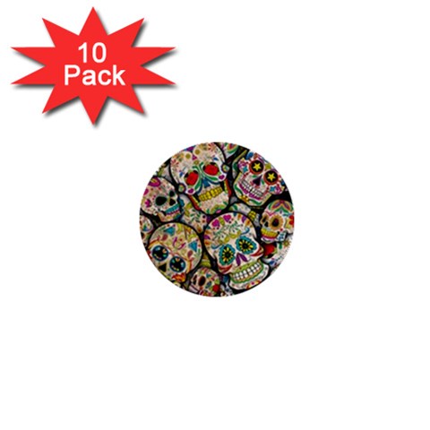 Sugar Skull Collage 1  Mini Button (10 pack)  from ArtsNow.com Front