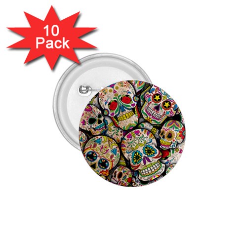 Sugar Skull Collage 1.75  Button (10 pack)  from ArtsNow.com Front