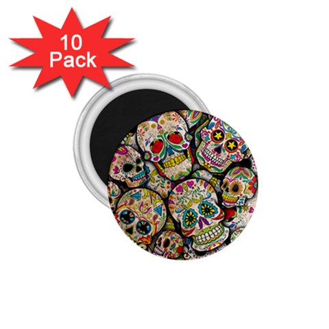 Sugar Skull Collage 1.75  Magnet (10 pack)  from ArtsNow.com Front