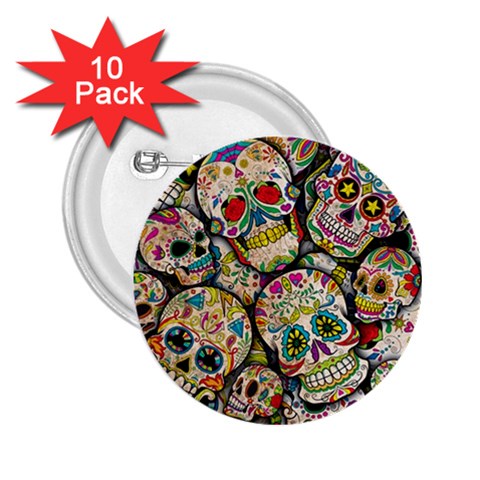 Sugar Skull Collage 2.25  Button (10 pack) from ArtsNow.com Front