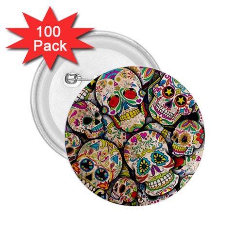 Sugar Skull Collage 2.25  Button (100 pack) from ArtsNow.com Front