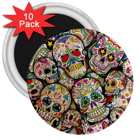 Sugar Skull Collage 3  Magnet (10 pack) from ArtsNow.com Front