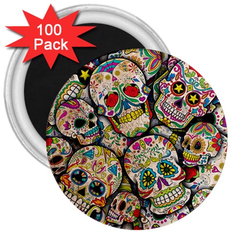 Sugar Skull Collage 3  Magnet (100 pack) from ArtsNow.com Front