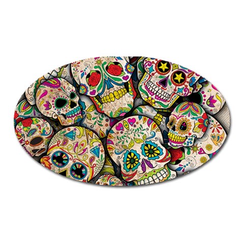 Sugar Skull Collage Magnet (Oval) from ArtsNow.com Front