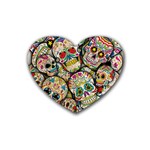 Sugar Skull Collage Rubber Coaster (Heart)