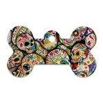 Sugar Skull Collage Dog Tag Bone (One Side)