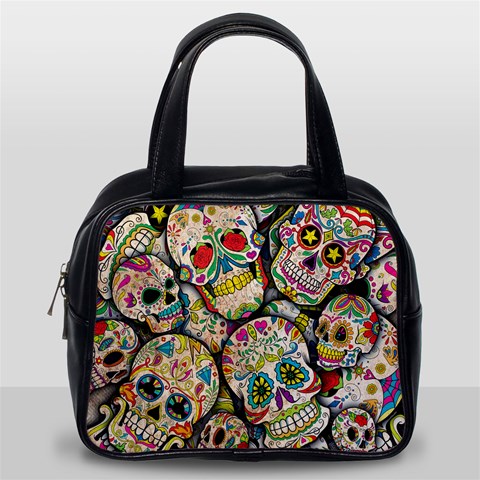 Sugar Skull Collage Classic Handbag (One Side) from ArtsNow.com Front