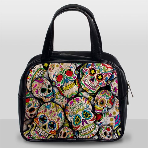 Sugar Skull Collage Classic Handbag (Two Sides) from ArtsNow.com Front