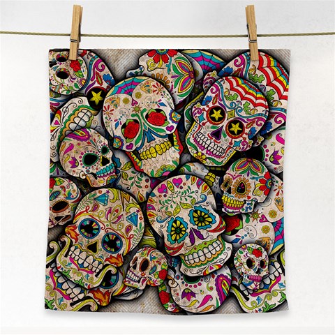 Sugar Skull Collage Face Towel from ArtsNow.com Front