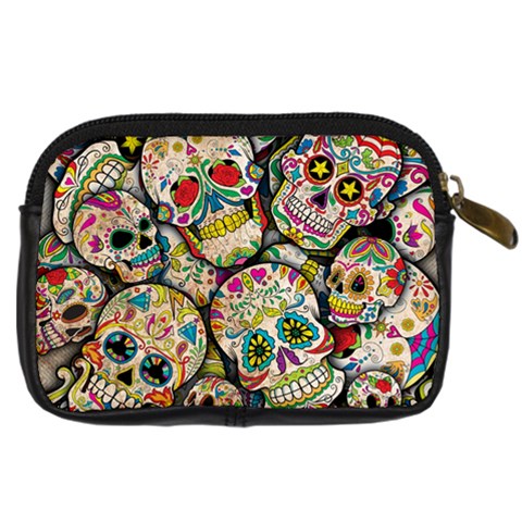 Sugar Skull Collage Digital Camera Leather Case from ArtsNow.com Back