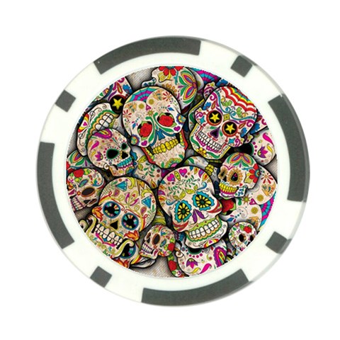 Sugar Skull Collage Poker Chip Card Guard (10 pack) from ArtsNow.com Front