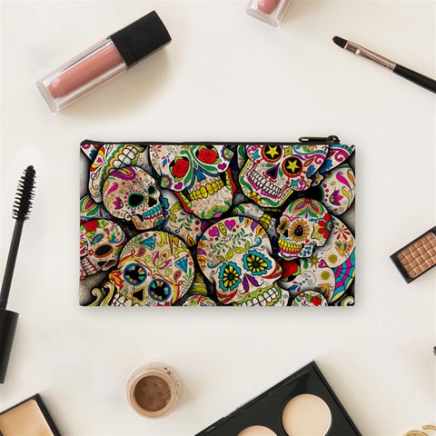 Sugar Skull Collage Cosmetic Bag (Small) from ArtsNow.com Back