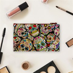 Sugar Skull Collage Cosmetic Bag (Small) from ArtsNow.com Back