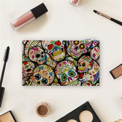 Sugar Skull Collage Cosmetic Bag (Small) from ArtsNow.com Back