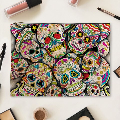 Sugar Skull Collage Cosmetic Bag (XL) from ArtsNow.com Front