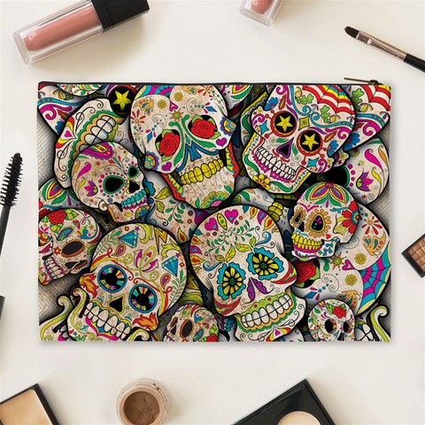 Sugar Skull Collage Cosmetic Bag (XL) from ArtsNow.com Back