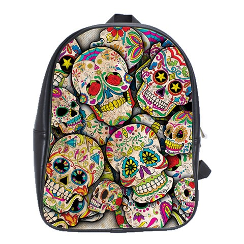 Sugar Skull Collage School Bag (Large) from ArtsNow.com Front