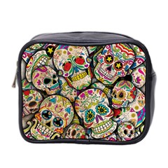 Sugar Skull Collage Mini Toiletries Bag (Two Sides) from ArtsNow.com Front