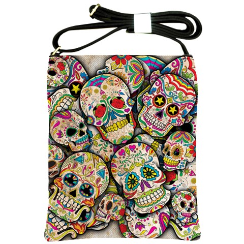 Sugar Skull Collage Shoulder Sling Bag from ArtsNow.com Front