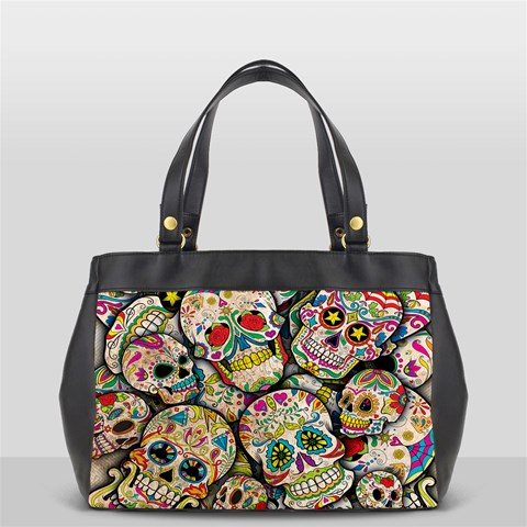 Sugar Skull Collage Oversize Office Handbag (One Side) from ArtsNow.com Front