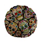 Sugar Skull Collage 15  Premium Round Cushion 