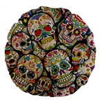 Sugar Skull Collage 18  Premium Round Cushion 