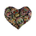 Sugar Skull Collage 16  Premium Heart Shape Cushion 