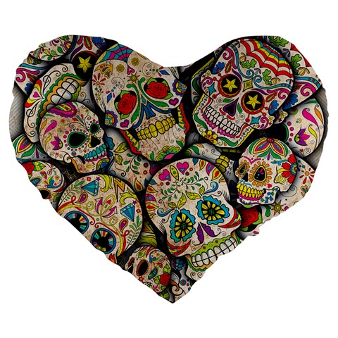 Sugar Skull Collage 19  Premium Heart Shape Cushion from ArtsNow.com Front