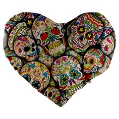 Sugar Skull Collage 19  Premium Heart Shape Cushion from ArtsNow.com Front