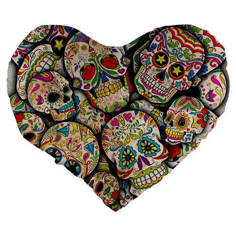 Sugar Skull Collage 19  Premium Heart Shape Cushion from ArtsNow.com Back