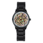 Sugar Skull Collage Men s Stainless Steel Round Dial Analog Watch