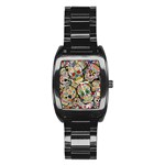 Sugar Skull Collage Men s Stainless Steel Barrel Analog Watch