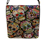 Sugar Skull Collage Flap Closure Messenger Bag (Large)