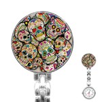 Sugar Skull Collage Stainless Steel Nurses Watch